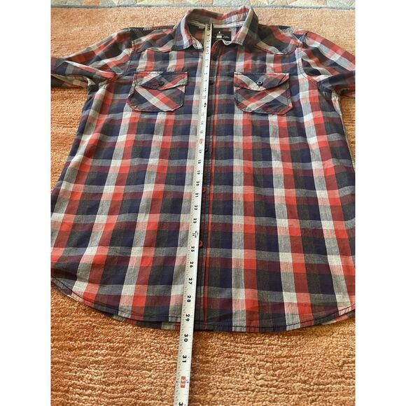 Buffalo Jeans Shirt Mens Size L Cotton Red Plaid Long Sleeve Button Up - Picture 7 of 10